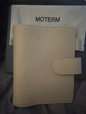 MOTERM Cream Leather Planner Notebook with Snap Closure